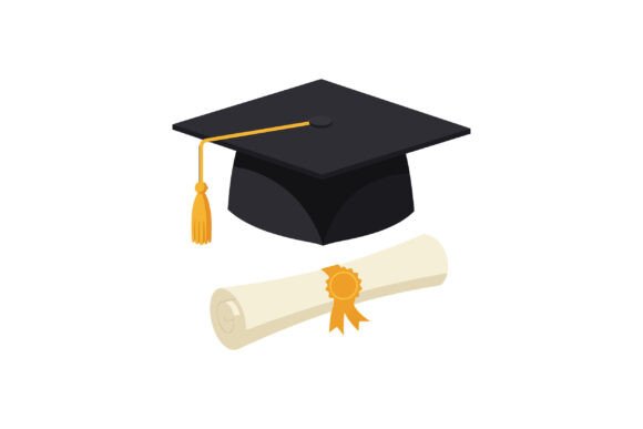 Download Graduation Cap and Diploma in Flat Style - Diploma Collection