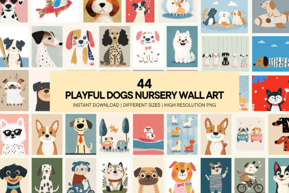 Download Playful Dogs Nursery Wall Art Cute Puppy - Cute Collection