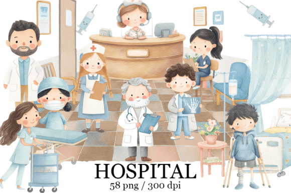 Download Watercolor Hospital Clipart Cute Medical - Cute Collection