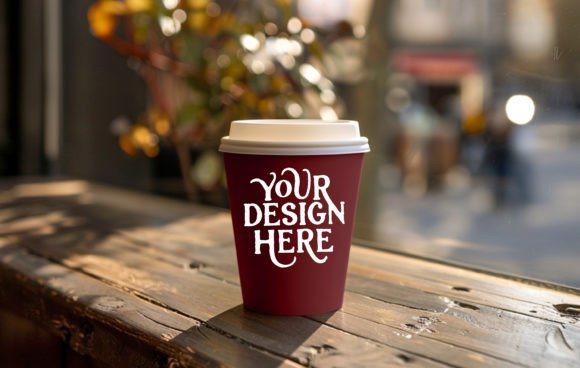 Download Cup Mockup in Public Space,maroon Mockup - Premium Bundle