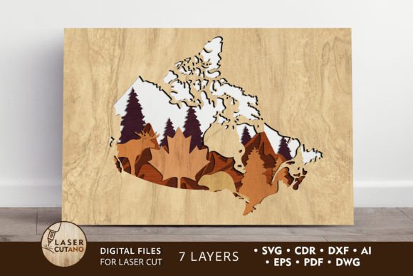 Download Map CANADA Cut Template Wall Art Panel - Panel Collection