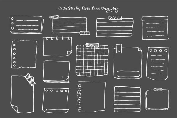 Download Cute Hand Drawn Sticky Note Paper - Cute Collection