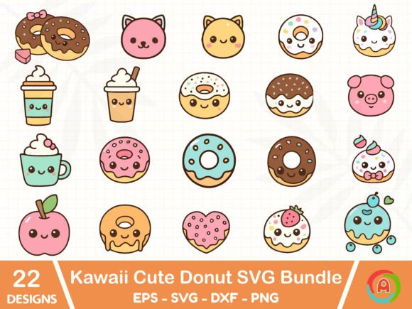 Download Kawaii Cute Donut SVG Bundle - Cute Collection