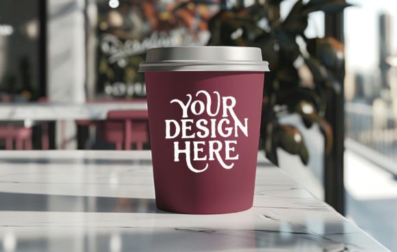 Download Cup Mockup in Public Space,maroon Mockup - Premium Bundle